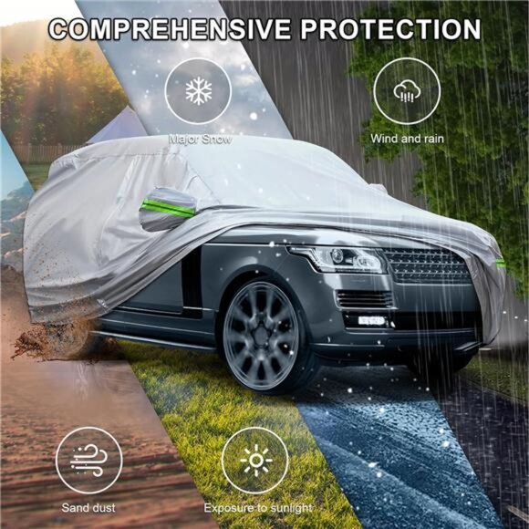 Full Car Cover Universal 6 Layers Outdoor Thicked All Weather Cover, Sunshield - Picture 2 of 14